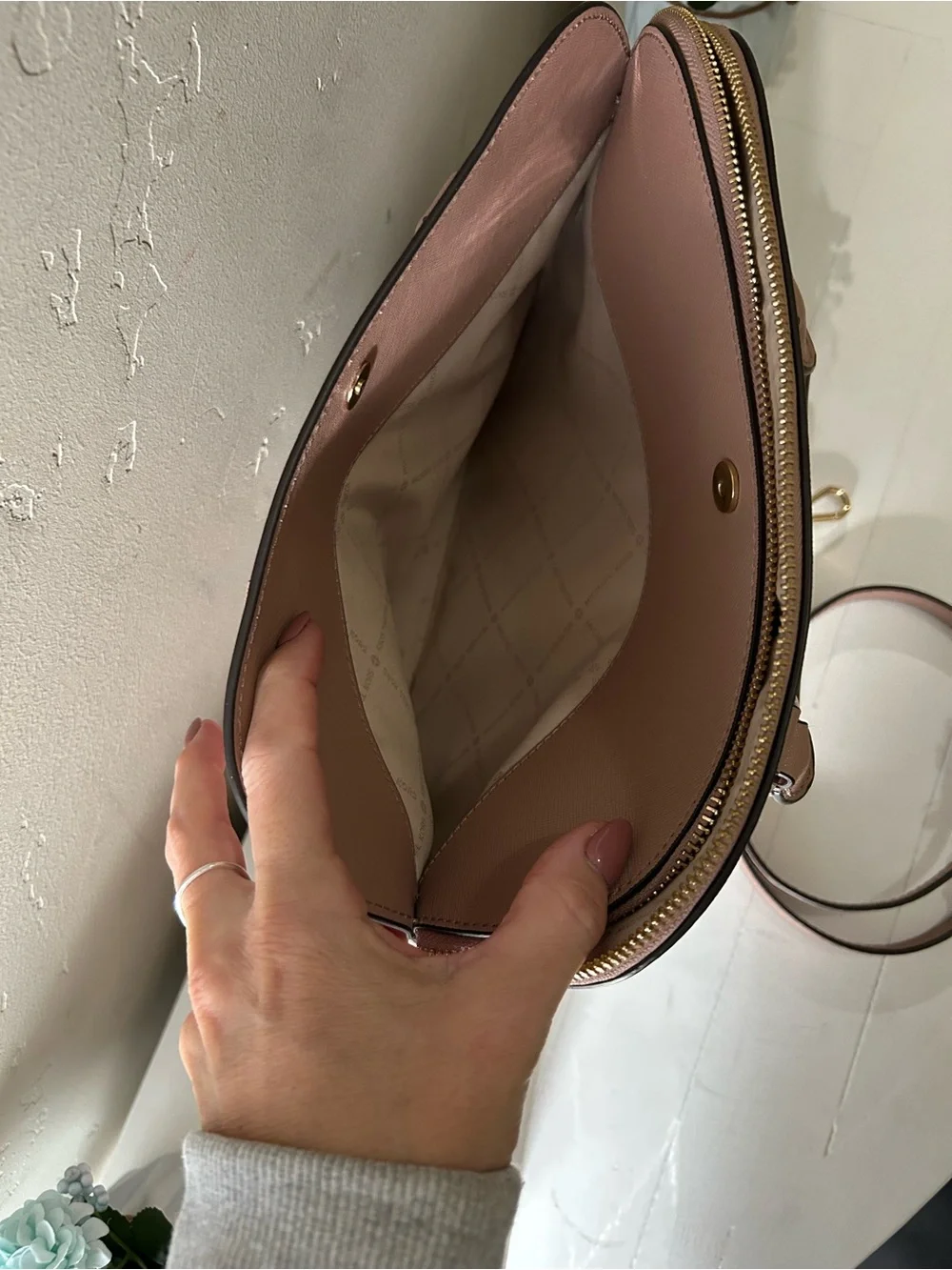 Michael Kors Dusty Rose Dome Satchel with Gold Hardware